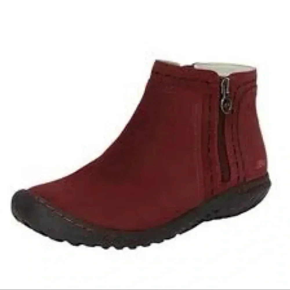 JBU Jambu “Juno” Maroon Suede Leather‎ Zip Ankle Boots Womens 6M